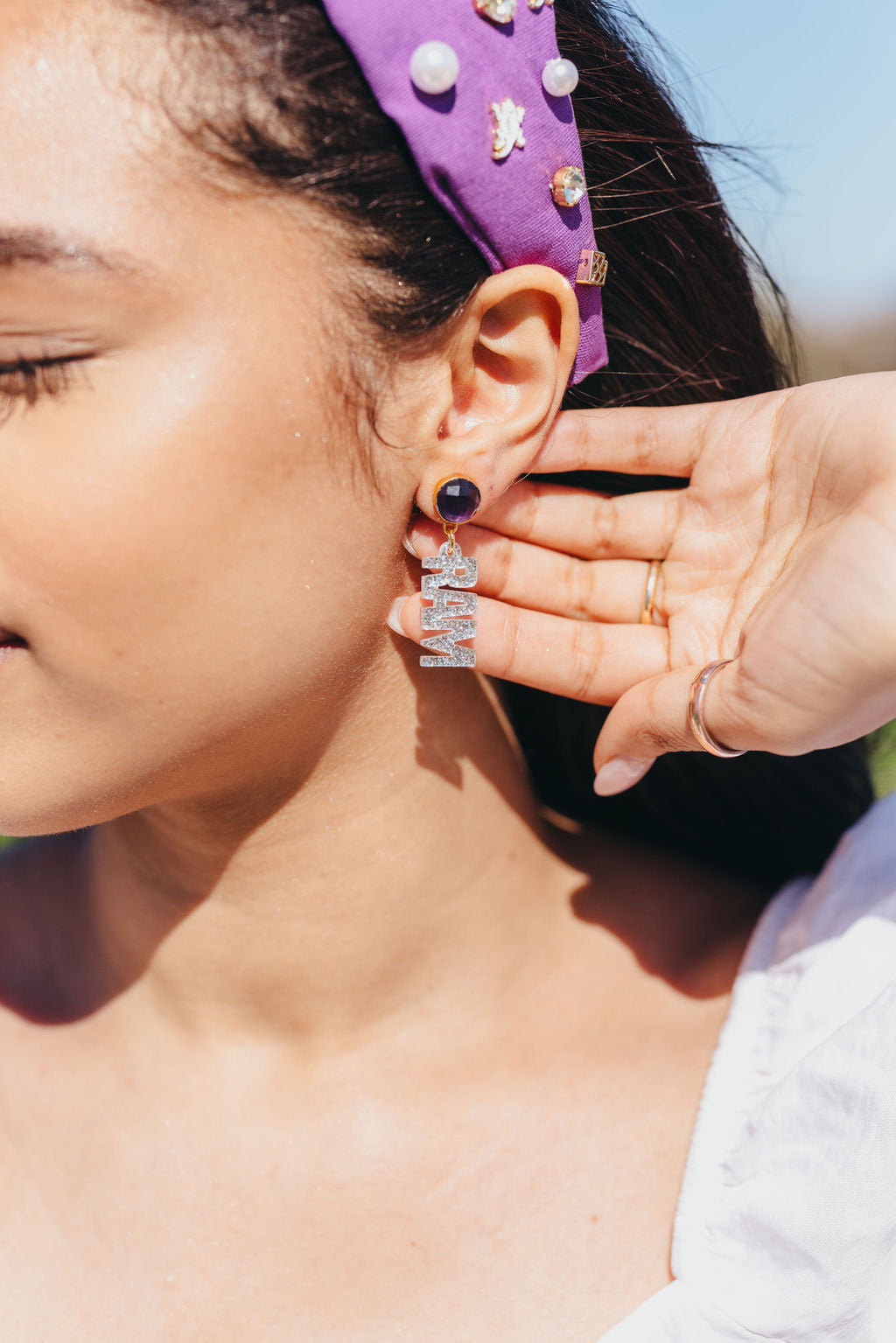 TCU Mini Silver Glitter RIFF RAM Earrings