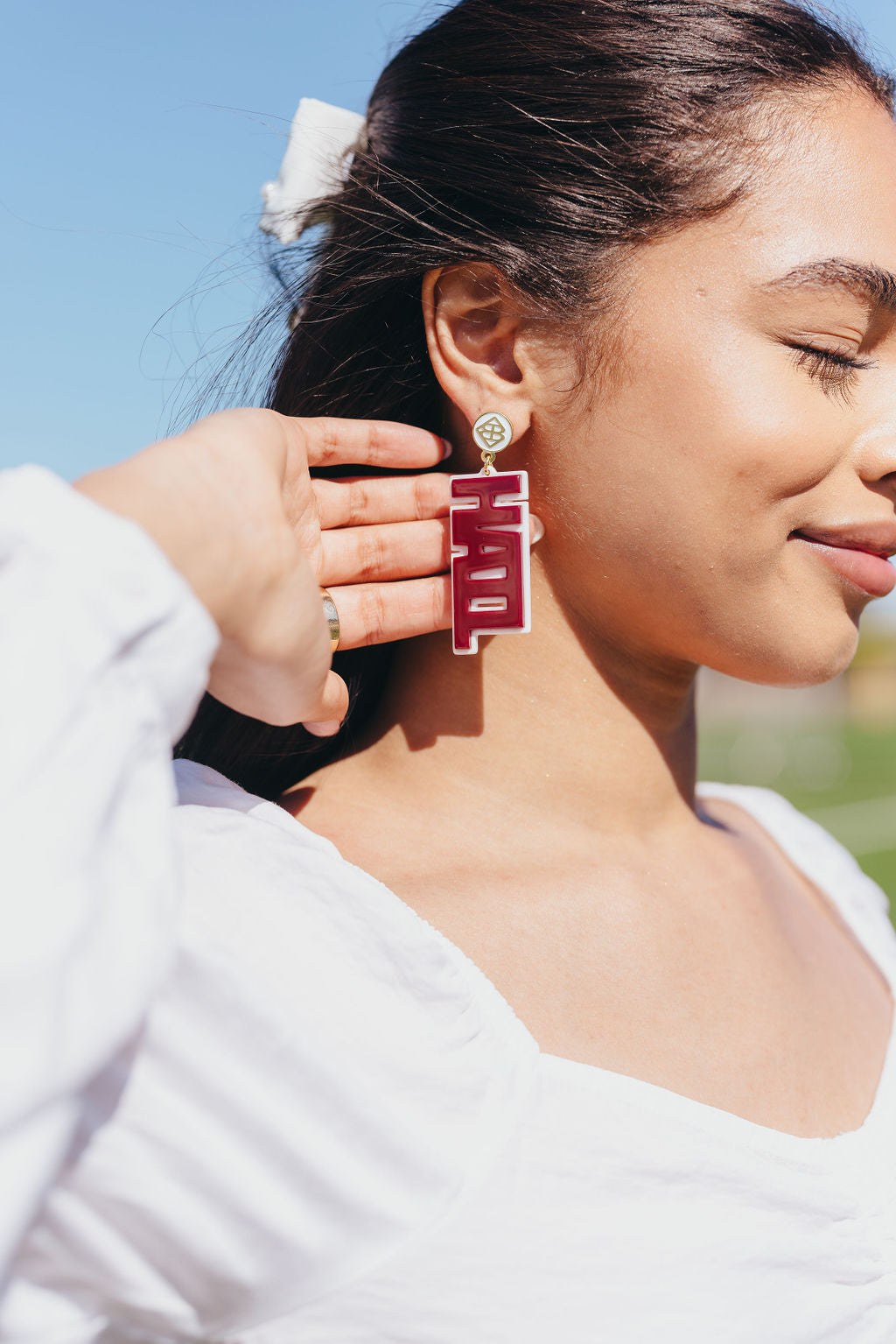 Mississippi State Maroon HAIL STATE Earrings