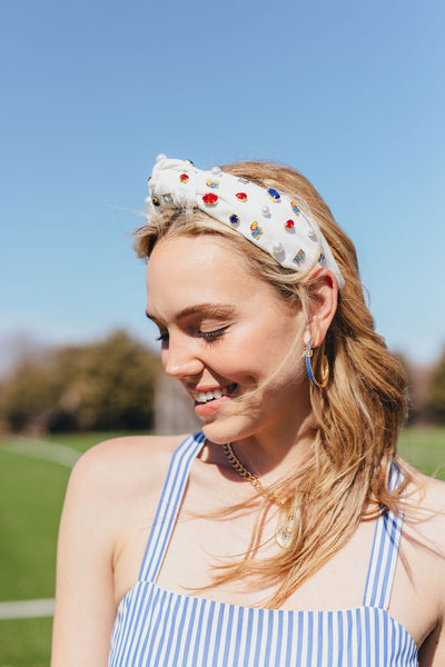 Kansas White Logo Headband