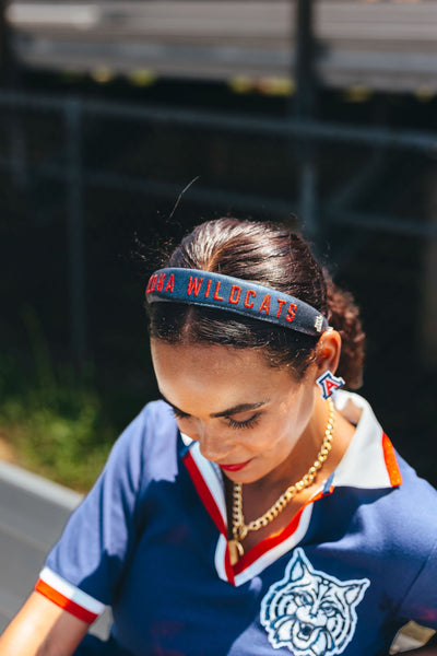 Arizona Navy Thin Embroidered Headband