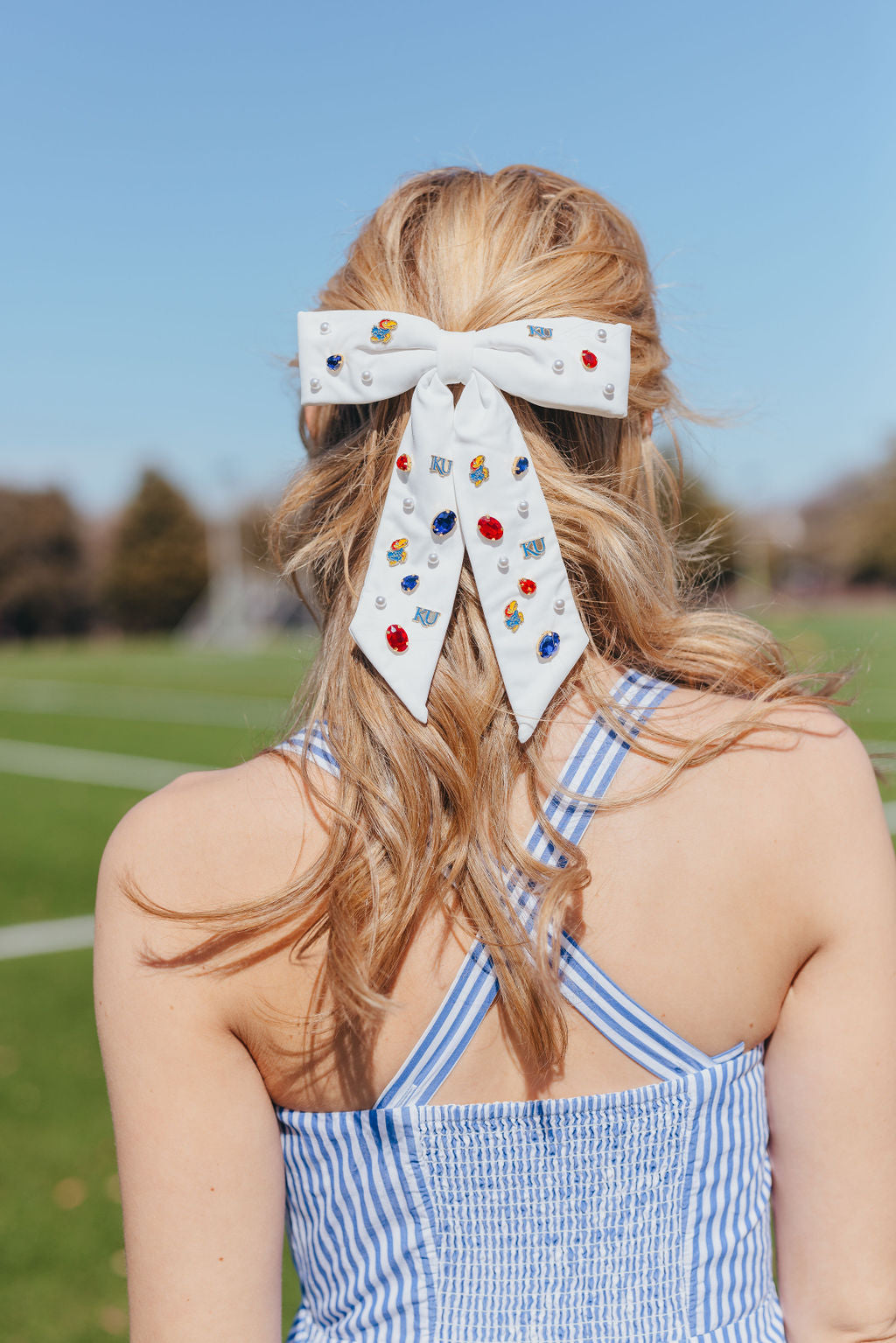 Kansas White Bow Barrette