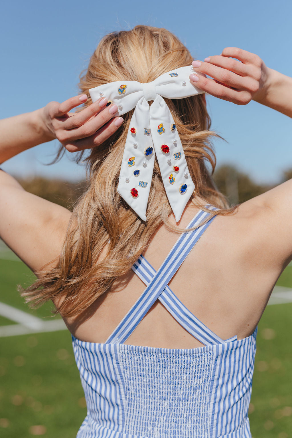 Kansas White Bow Barrette