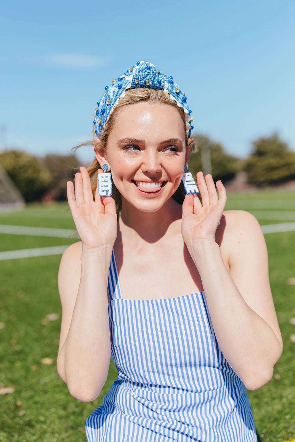 Kentucky White & Blue Glitter BIG BLUE Earrings