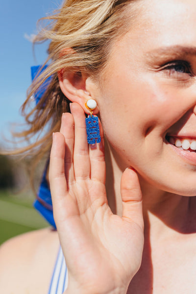 Kentucky Blue "BIG BLUE" Earrings with White Druzy