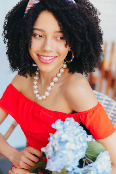 Red, White & Blue Crystal Hoop Earrings