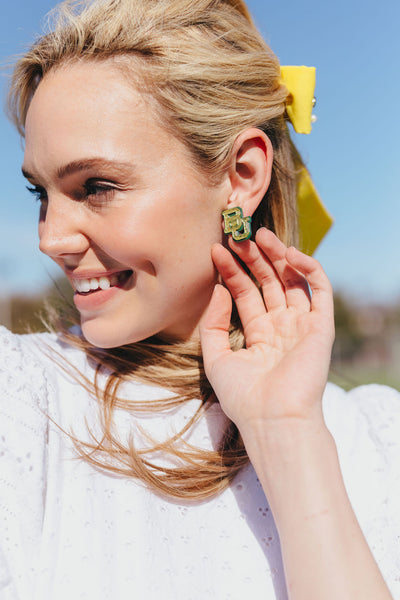 Baylor Gold Glitter and Green Logo Studs