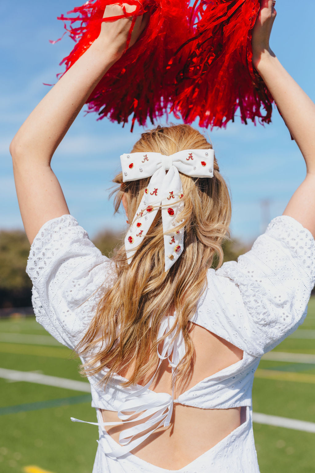 Alabama White Bow Barrette