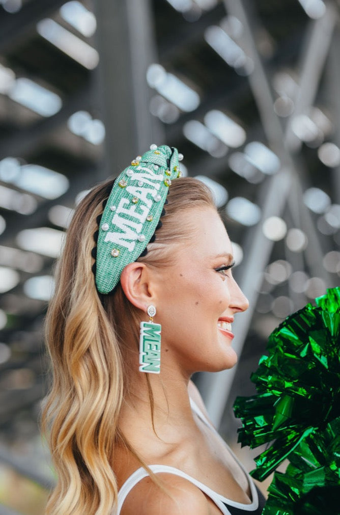 North Texas Adult Size MEAN GREEN Cross Stitch Headband