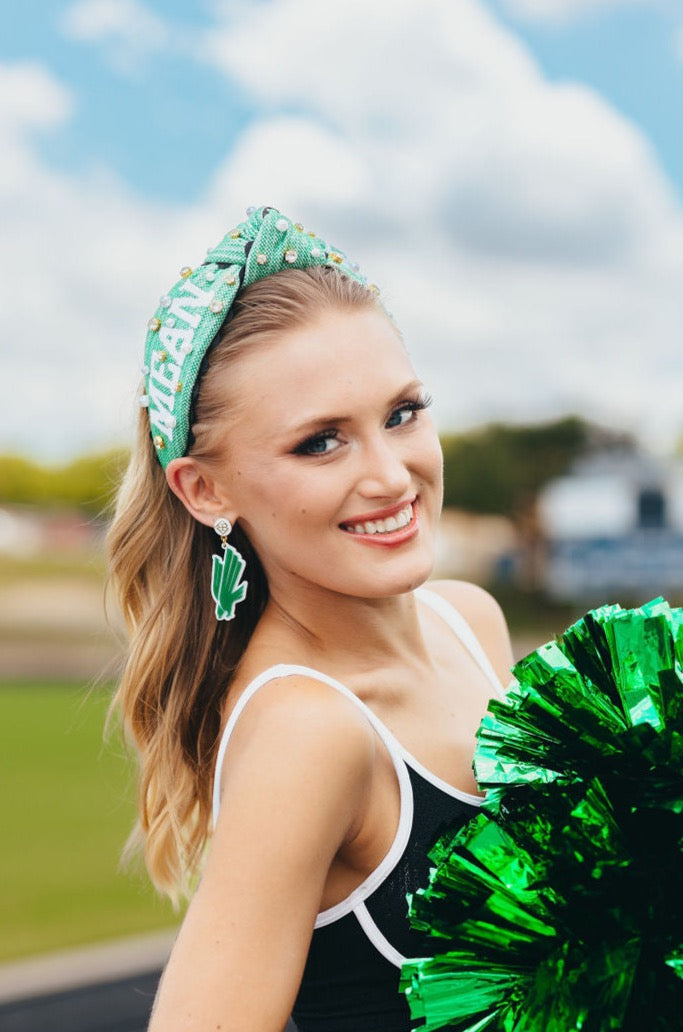 North Texas Adult Size MEAN GREEN Cross Stitch Headband