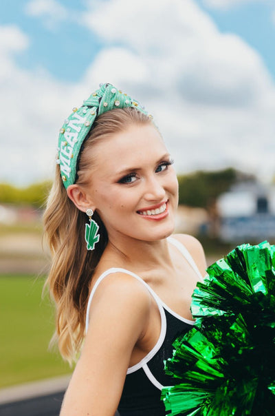 North Texas Adult Size MEAN GREEN Cross Stitch Headband