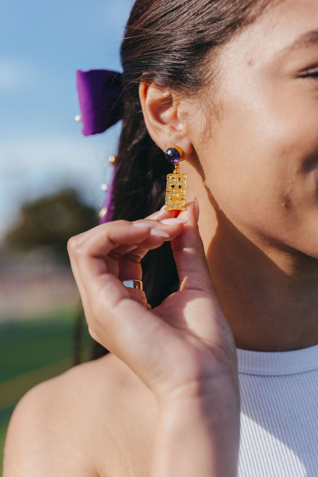 LSU Mini Gold Glitter GEAUX TIGERS Earrings