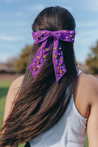 LSU Purple Bow Barrette