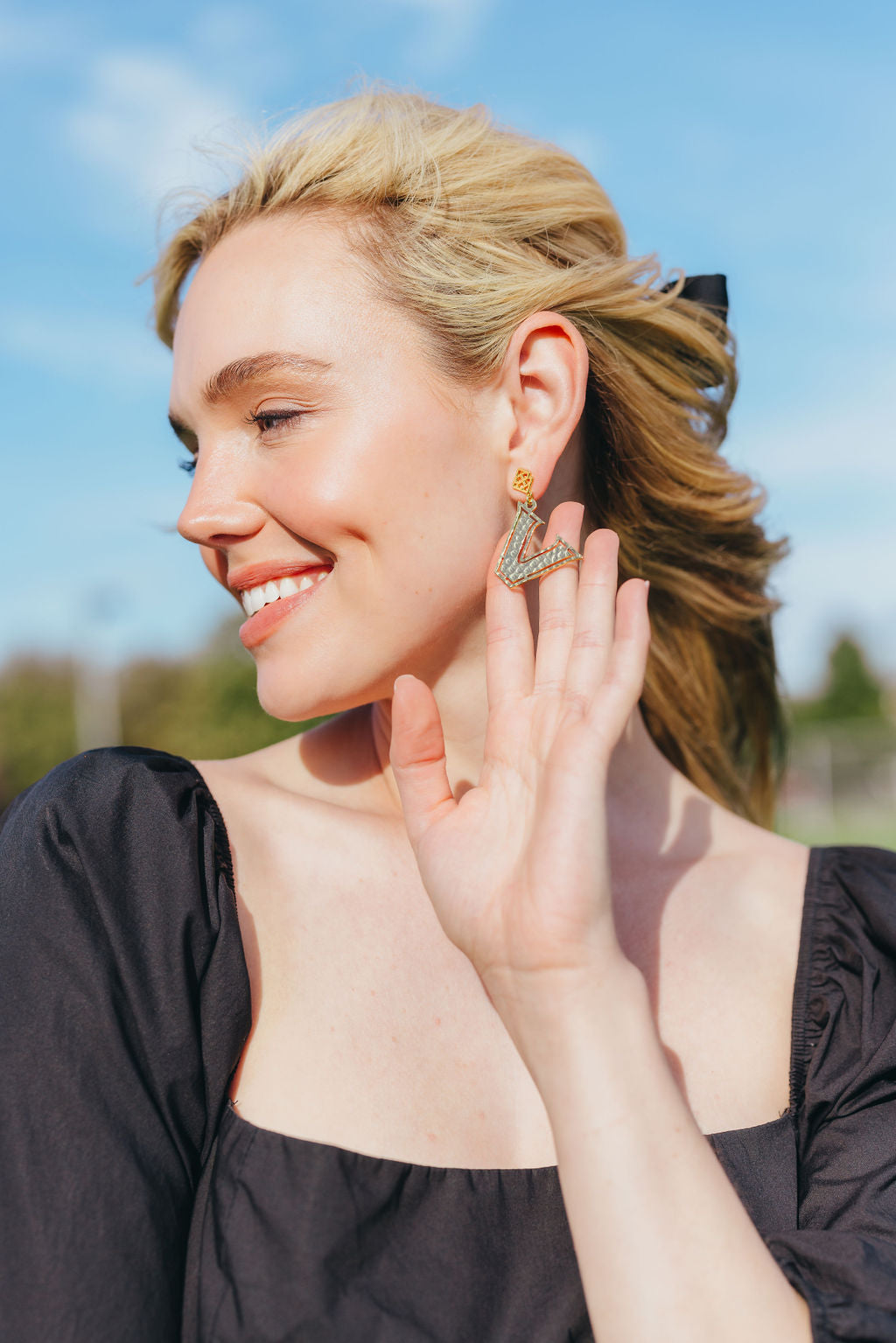 Vanderbilt Gold Logo Earring with BC Logo