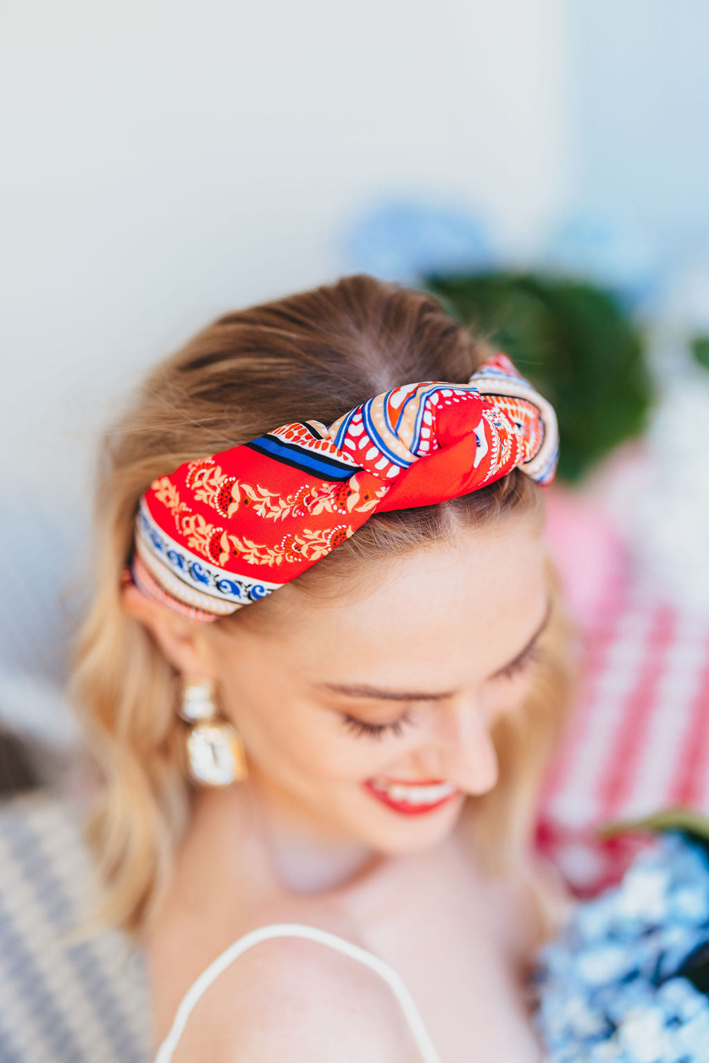 Adult Size Red Bandana Knotted Headband