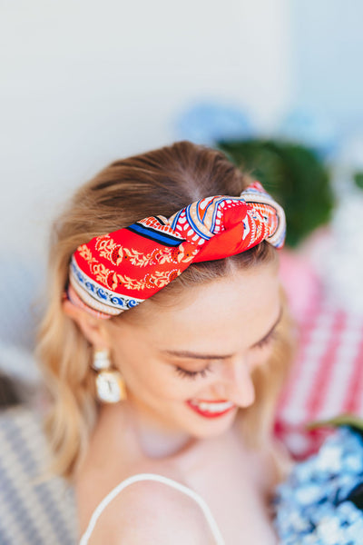 Adult Size Red Bandana Knotted Headband