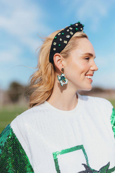 Adult Size Southlake Carroll Logo Headband With Pearls and Crystals