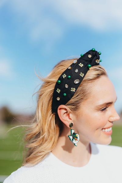 Adult Size Southlake Carroll Logo Headband With Pearls and Crystals