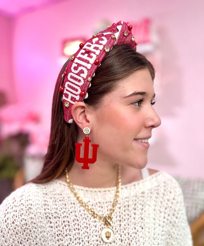 Indiana Crimson Logo Earrings