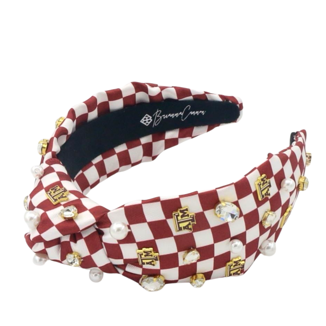 Texas A&M Maroon & White Checkerboard Texas A&M Logo Headband