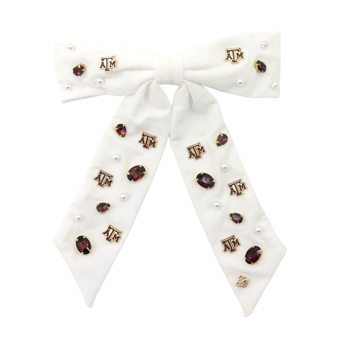 Texas A&M White Bow Barrette