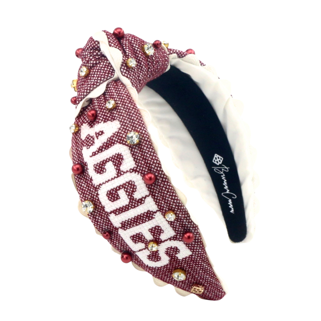 Texas A&M Adult Size GIG'EM AGGIES Cross Stitch Headband