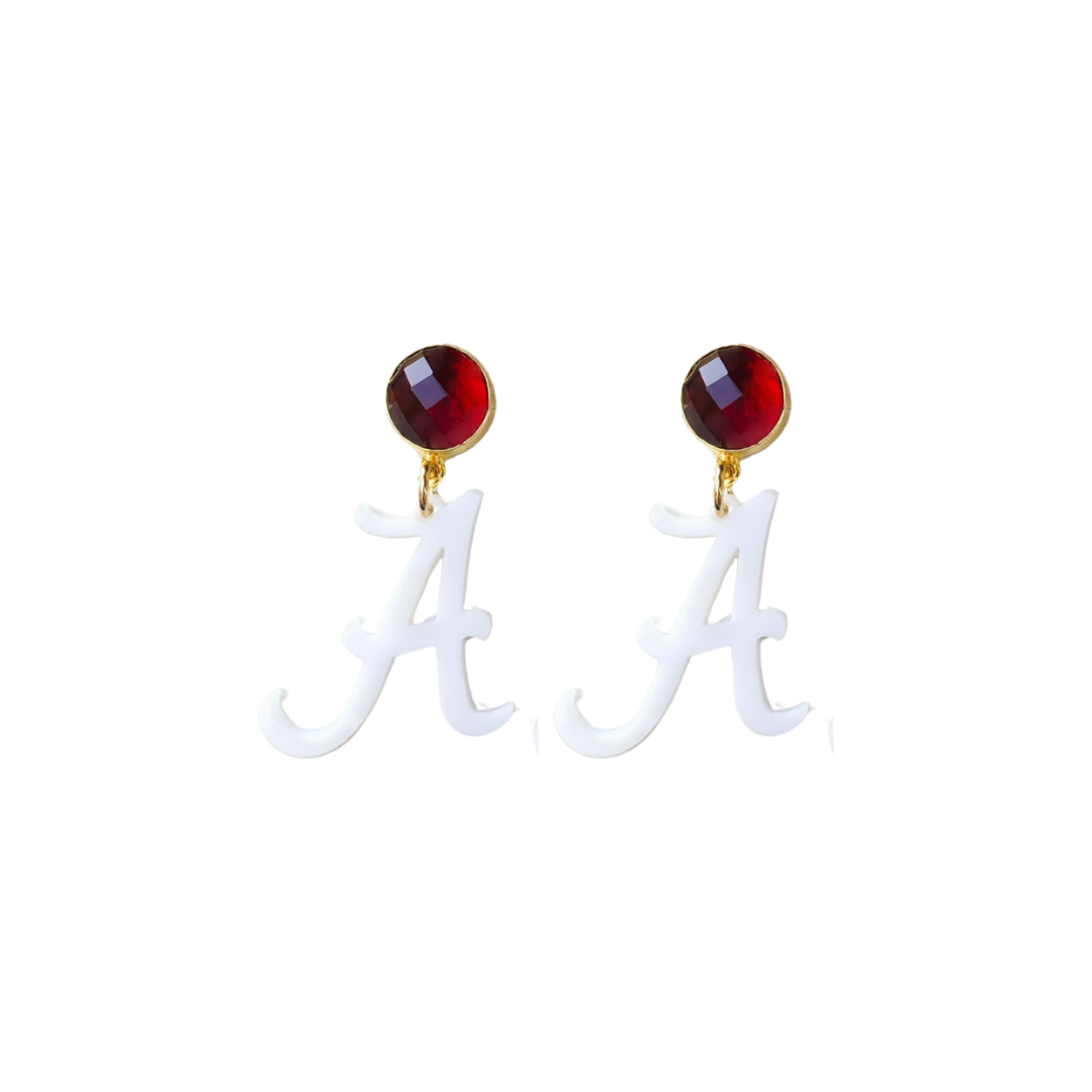 Alabama Mini White A Earrings