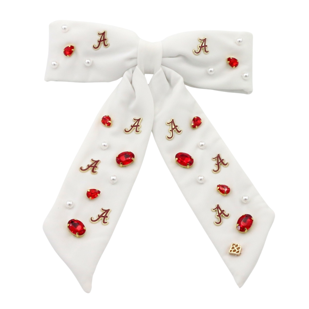 Alabama White Bow Barrette