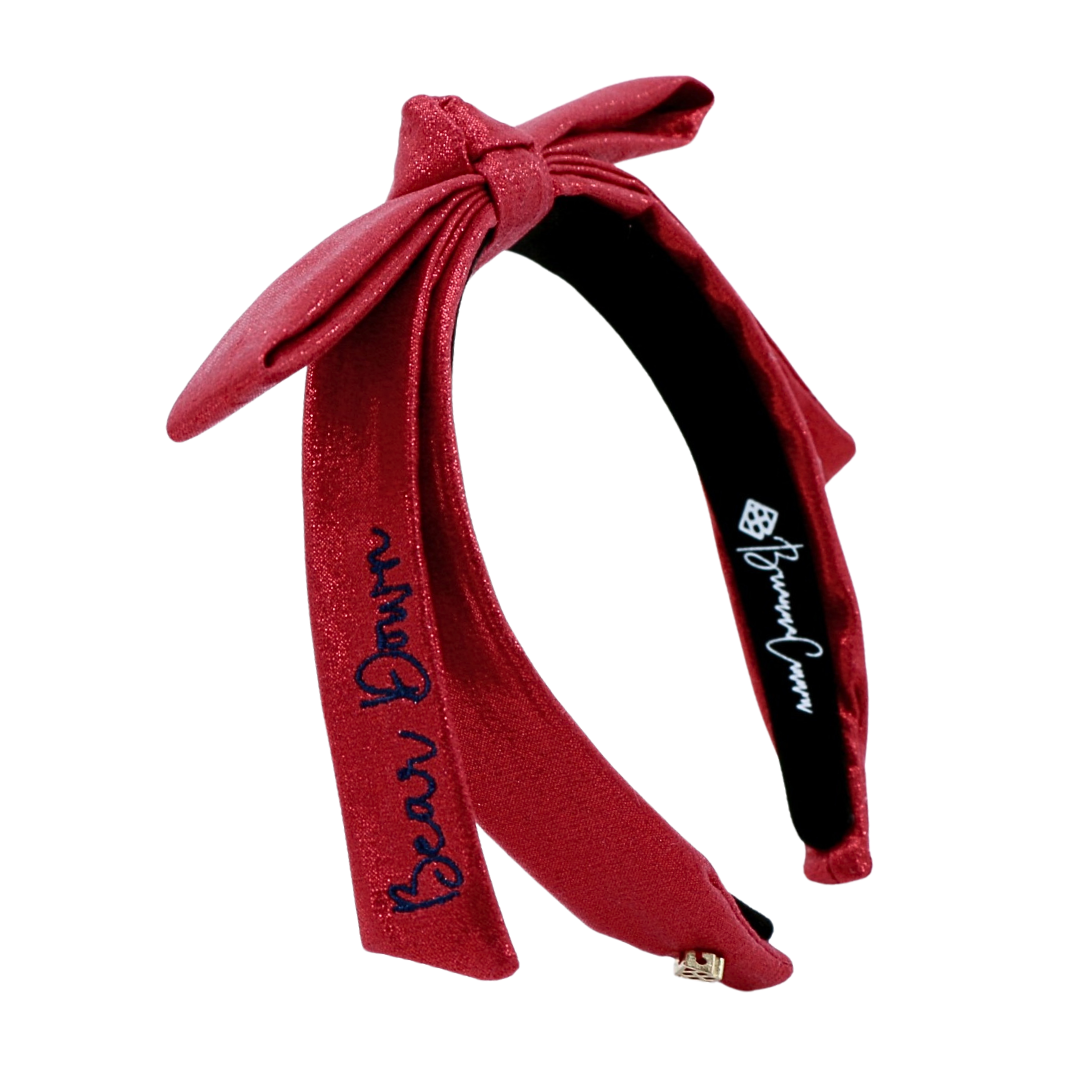 Arizona Red Thin Embroidered Ribbon Bow Headband