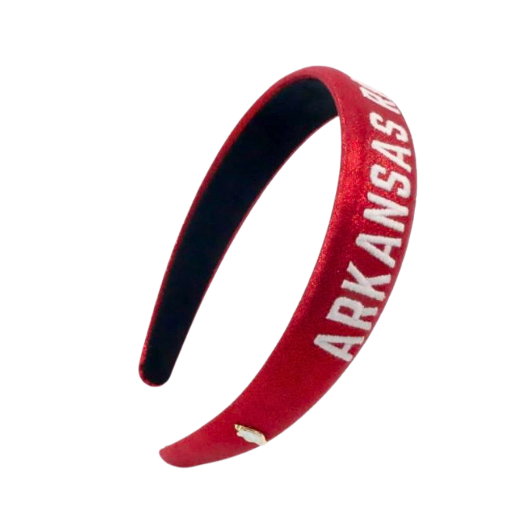 Arkansas Cardinal Red Thin Embroidered Headband