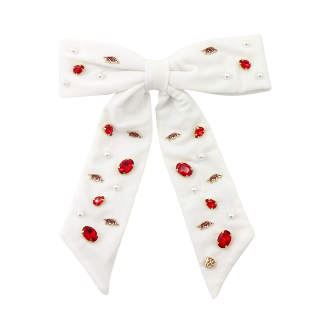 Arkansas White Bow Barrette