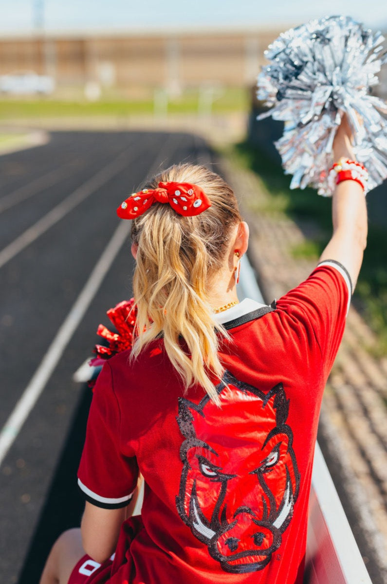 Arkansas Cardinal Red Logo Bow Scrunchie