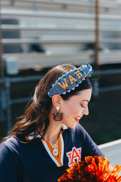 Auburn Adult Size WAR EAGLE Cross Stitch Headband