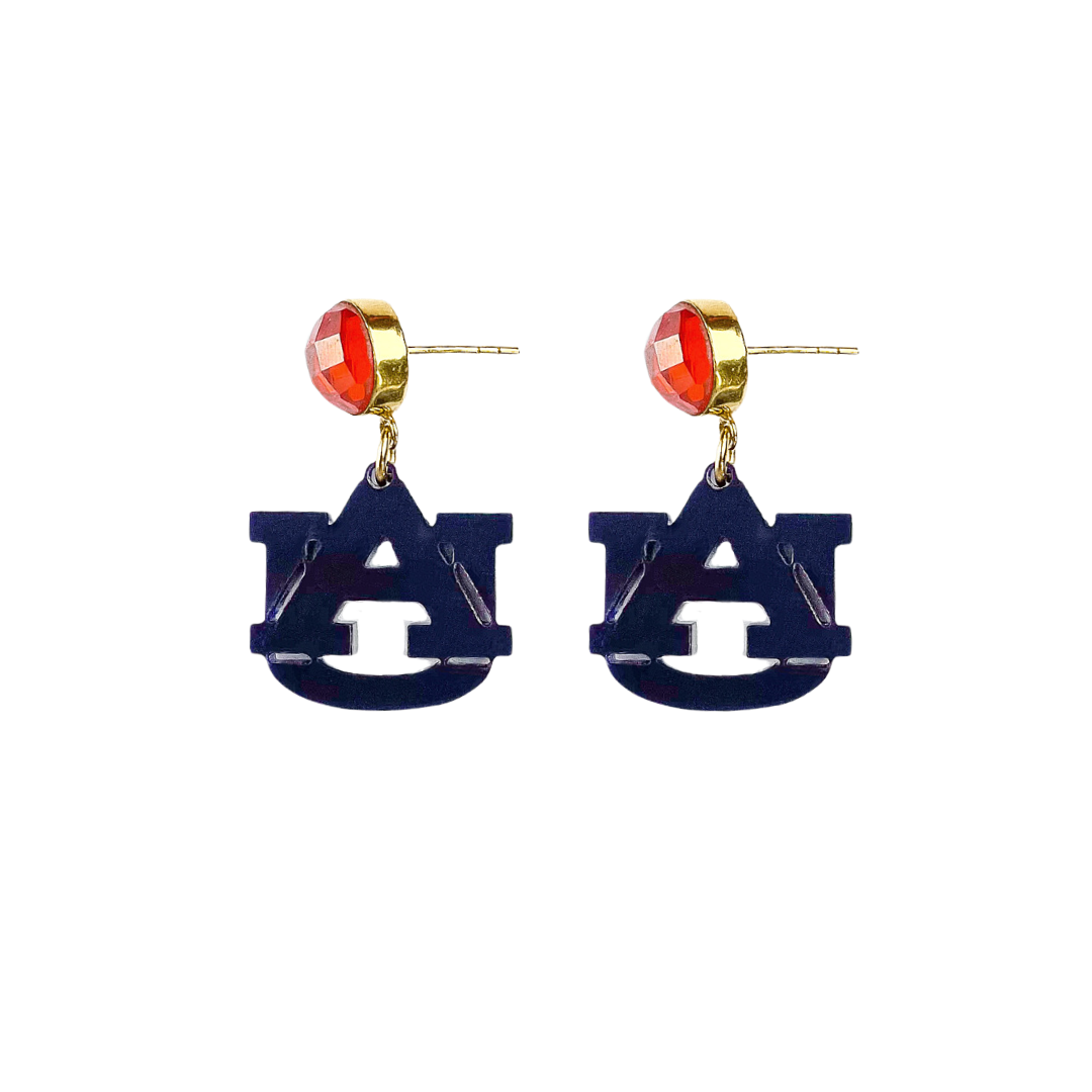 Auburn Mini Navy AU Logo Earrings