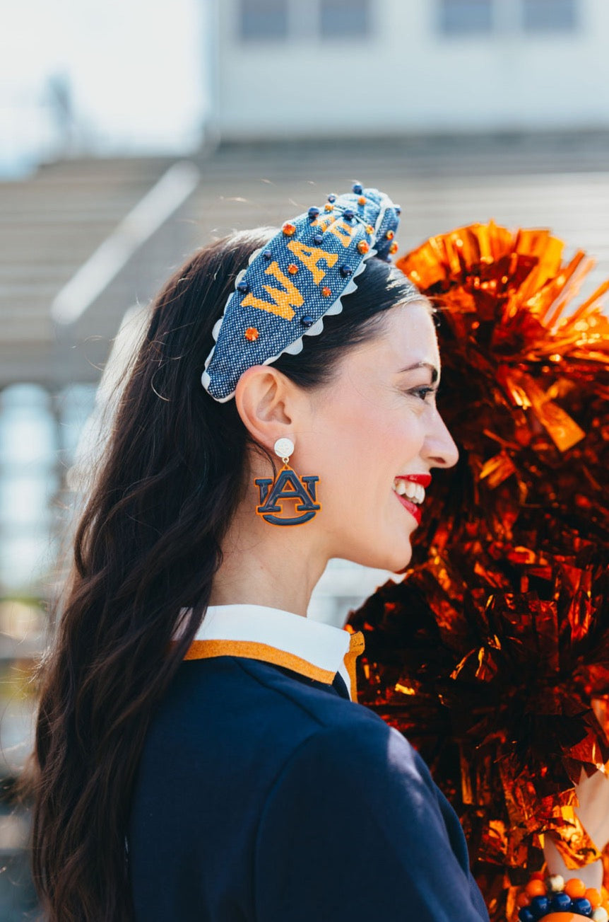 Auburn Navy & Orange AU Logo Earrings