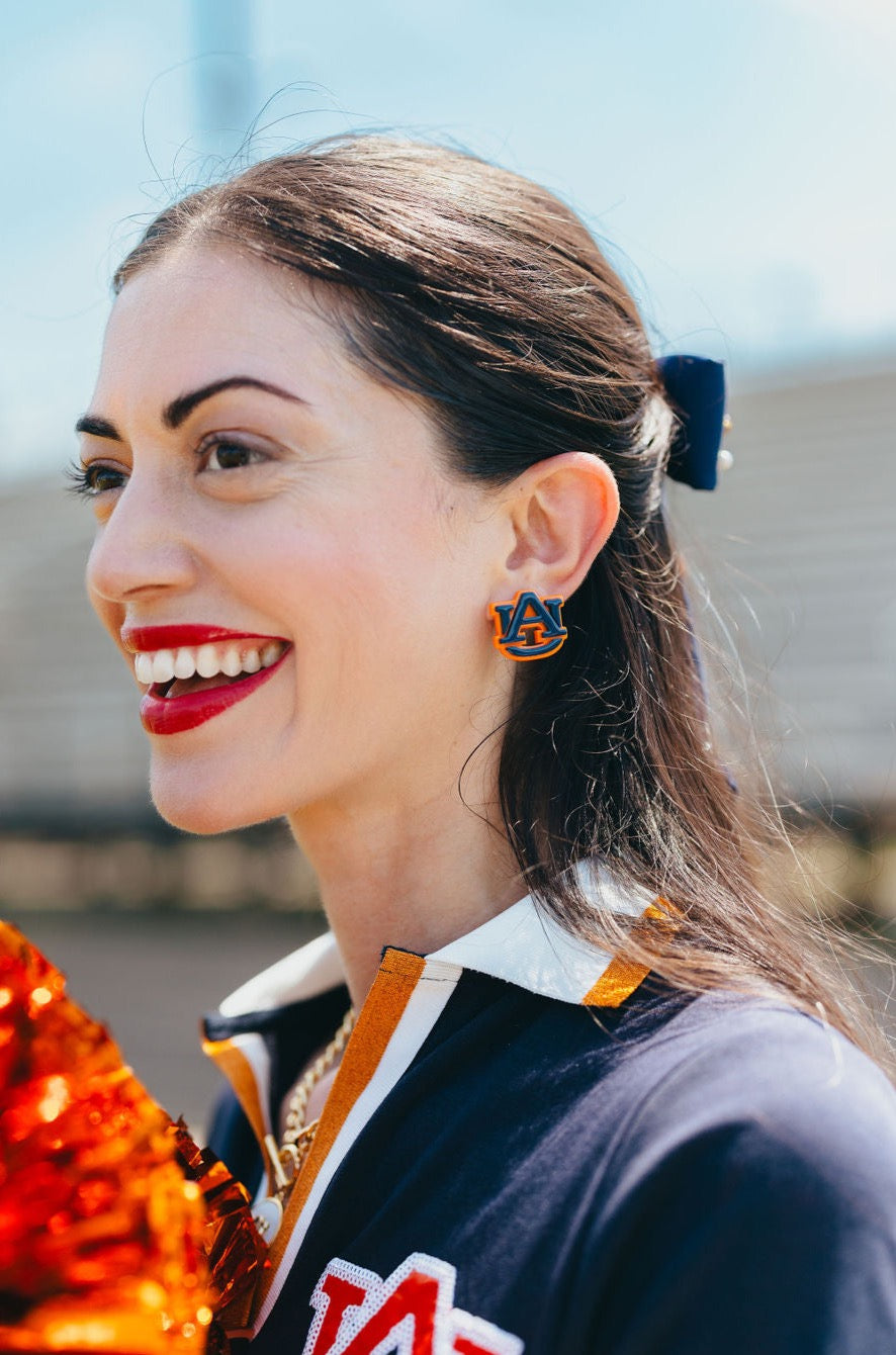 Auburn Navy & Orange AU Logo Studs