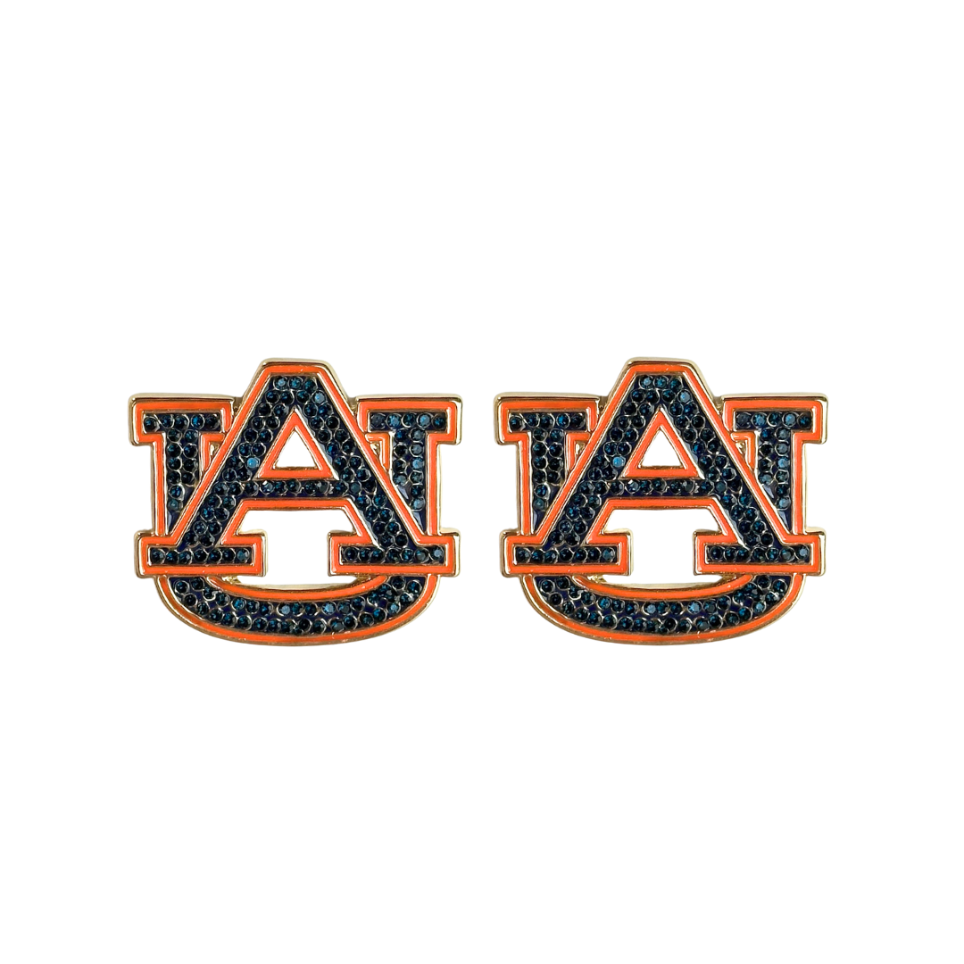 Auburn Pavé Logo Studs