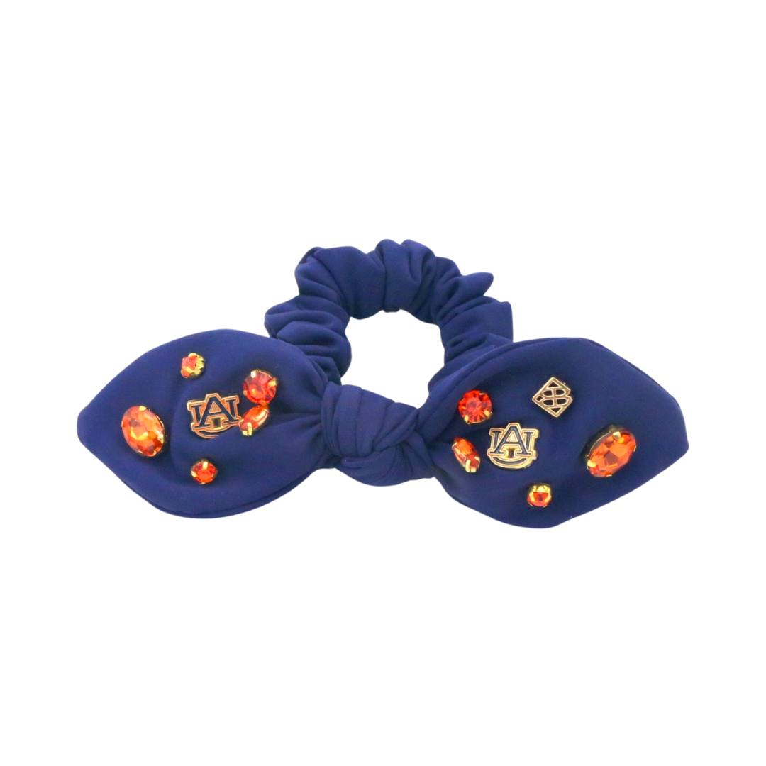 Auburn Navy Logo Bow Scrunchie