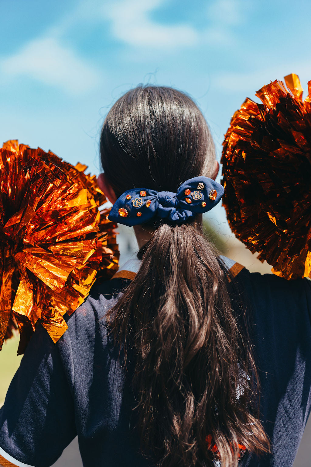 Auburn Navy Logo Bow Scrunchie