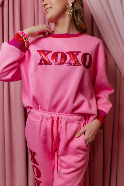 Pink XOXO Fleece-Lined Sweatshirt