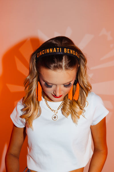 Cincinnati Bengals Thin Embroidered Headband