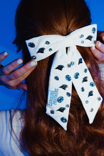 Carolina Panthers White Bow Barrette