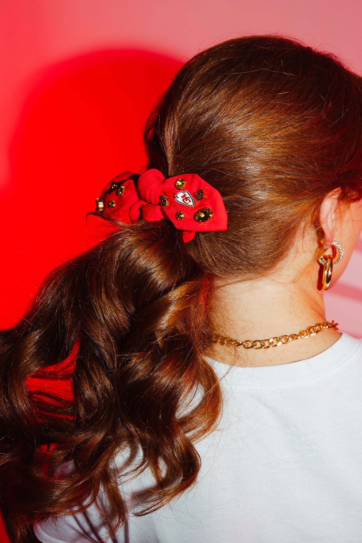 Kansas City Chiefs Red Logo Bow Scrunchie