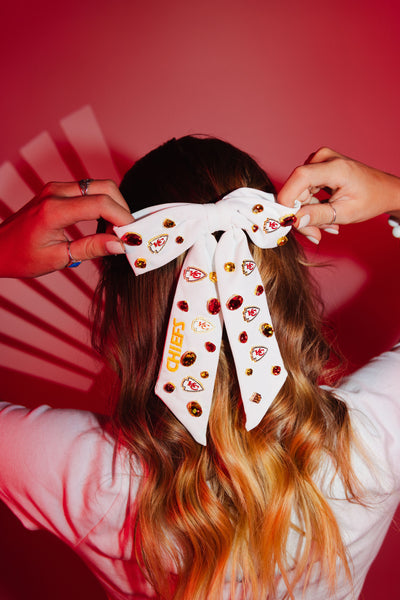 Kansas City Chiefs White Bow Barrette