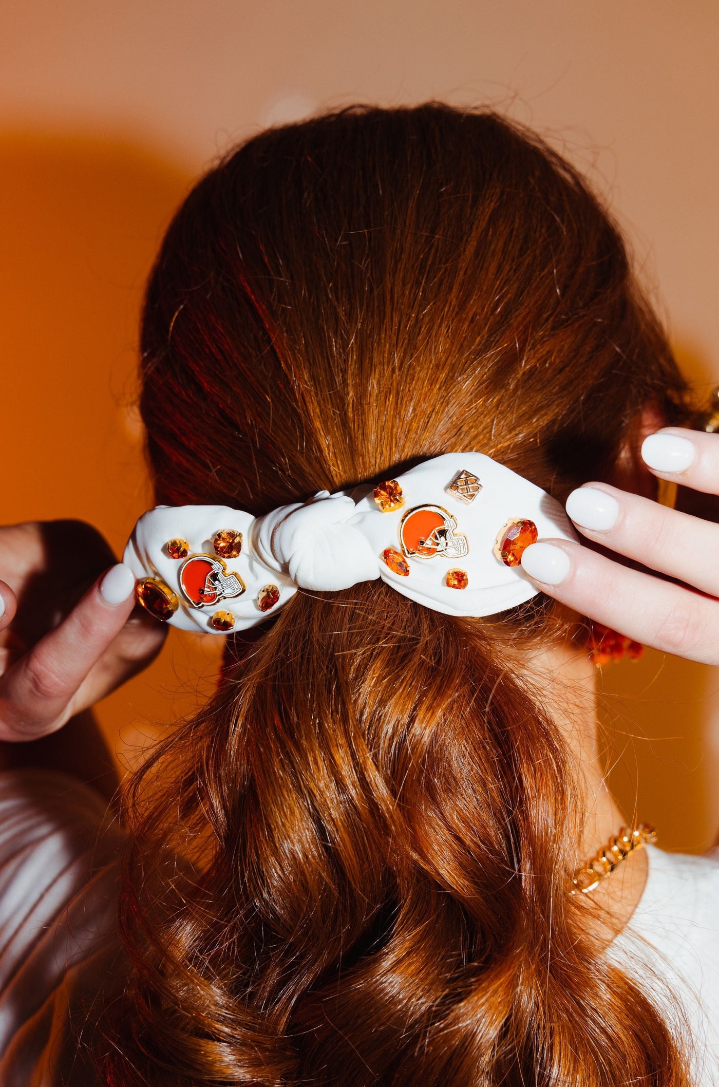 Cleveland Browns White Logo Bow Scrunchie