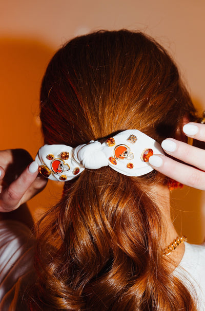 Cleveland Browns White Logo Bow Scrunchie