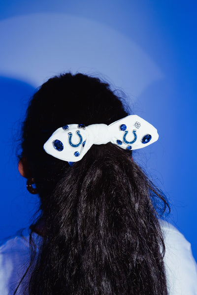 Indianapolis Colts White Logo Bow Scrunchie