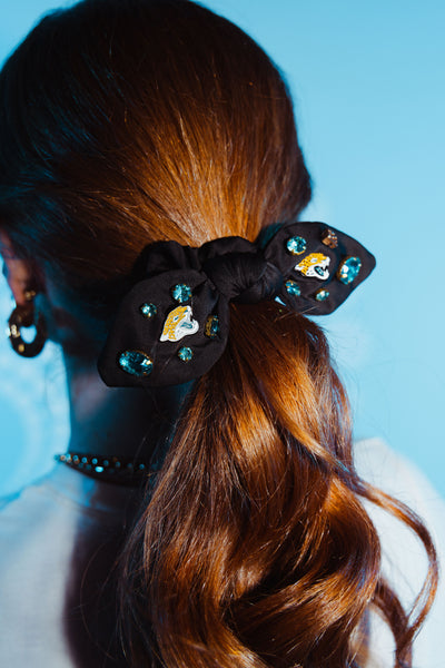 Jacksonville Jaguars Black Logo Bow Scrunchie