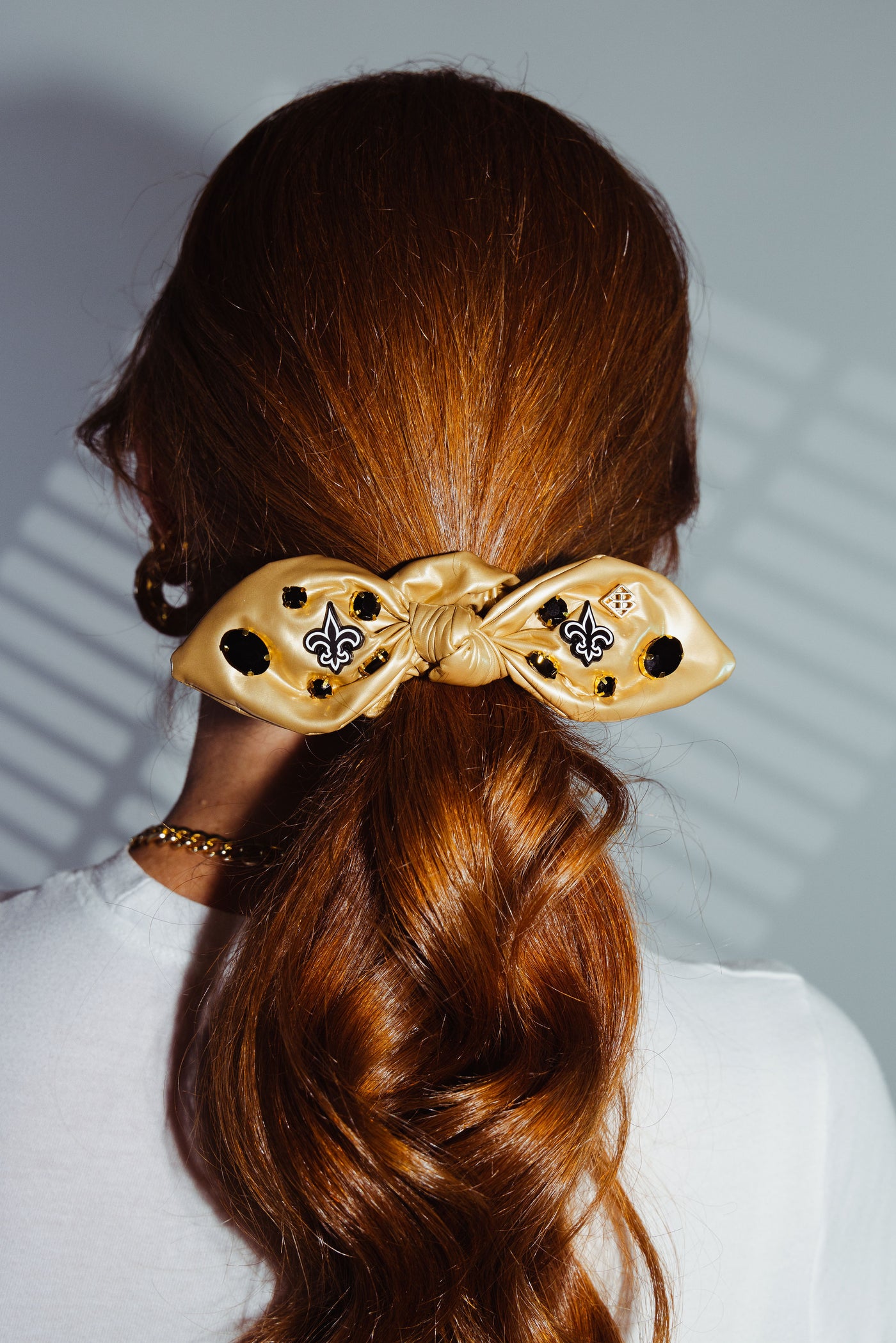 New Orleans Saints Gold Logo Bow Scrunchie