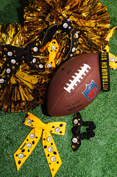 Pittsburgh Steelers Black Logo Bow Scrunchie