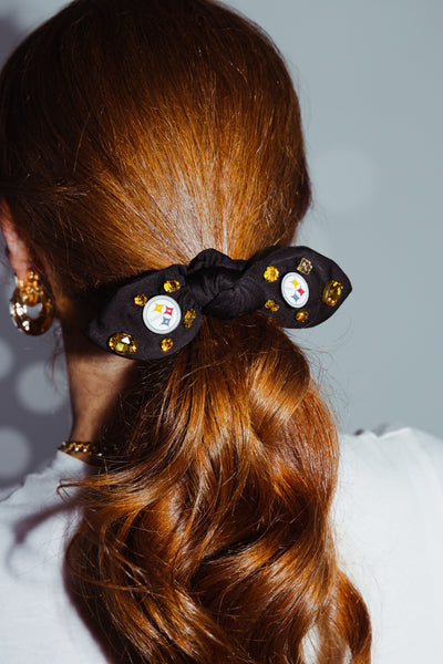 Pittsburgh Steelers Black Logo Bow Scrunchie